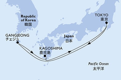 Harta croaziera Croazieră în Asia