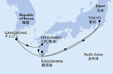 Harta croaziera Croazieră în Asia
