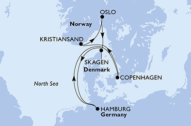 Harta croaziera Croazieră în Europa de Nord