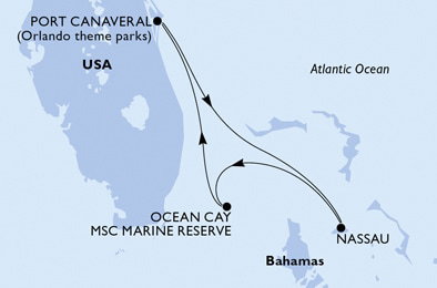 Harta croaziera Croazieră în America Centrală și Caraibe