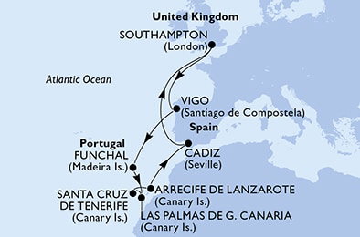 Harta croaziera Croazieră în Europa de Nord