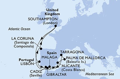 Harta croaziera Croazieră în Europa de Nord