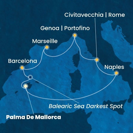 Harta croaziera Croazieră în Western Mediterranean