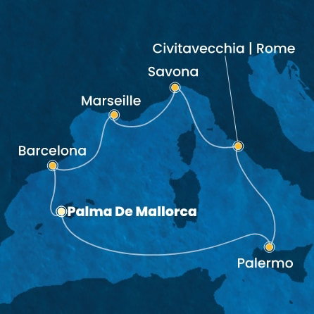 Harta croaziera Croazieră în Western Mediterranean