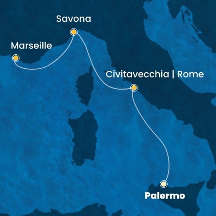 Harta croaziera Croazieră în Western Mediterranean