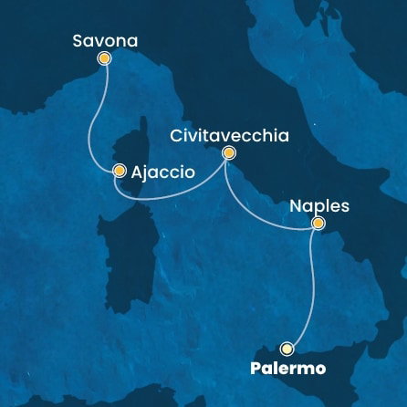 Harta croaziera Croazieră în Western Mediterranean