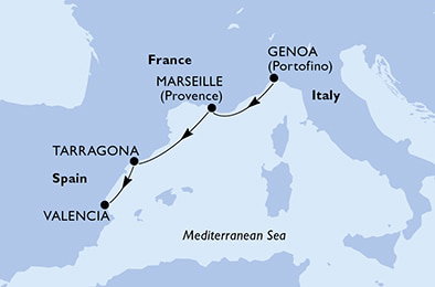 Harta croaziera Croazieră în Mediterranean