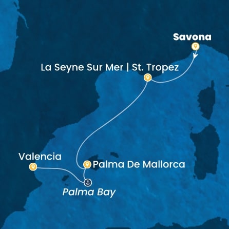 Harta croaziera Croazieră în Western Mediterranean