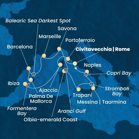 Harta croaziera Croazieră în Western Mediterranean