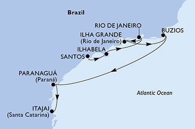 Harta croaziera Croazieră în South America