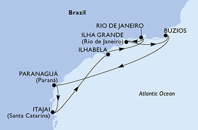 Harta croaziera Croazieră în South America
