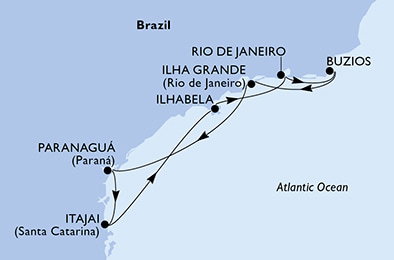 Harta croaziera Croazieră în South America