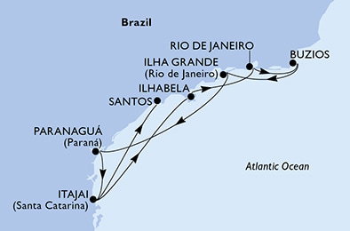 Harta croaziera Croazieră în South America