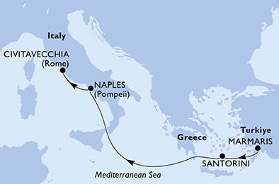 Harta croaziera Croazieră în Mediterranean