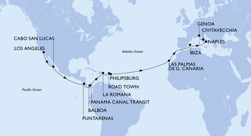 Harta croaziera Croazieră în World Cruise