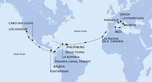 Harta croaziera Croazieră în World Cruise