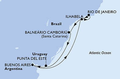 Harta croaziera Croazieră în South America