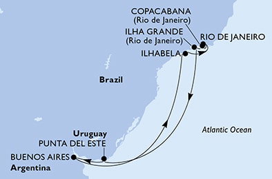 Harta croaziera Croazieră în South America