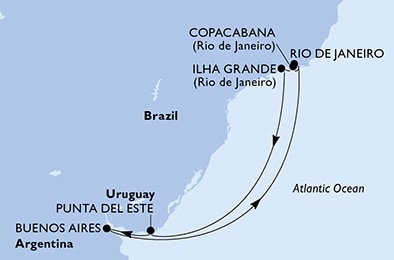 Harta croaziera Croazieră în South America