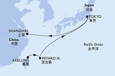Harta croaziera Croazieră în Asia