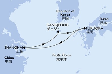 Harta croaziera Croazieră în Asia