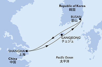 Harta croaziera Croazieră în Asia