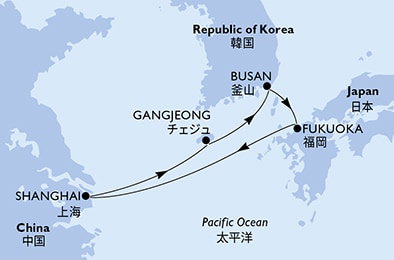 Harta croaziera Croazieră în Asia