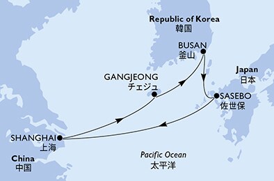 Harta croaziera Croazieră în Asia