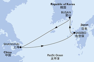 Harta croaziera Croazieră în Asia