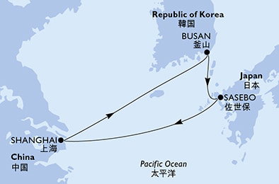 Harta croaziera Croazieră în Asia
