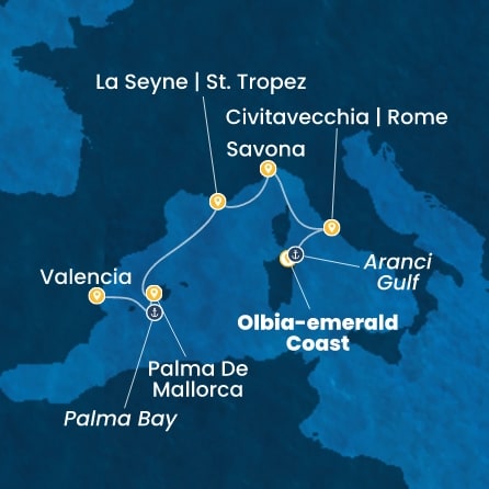 Harta croaziera Croazieră în Western Mediterranean
