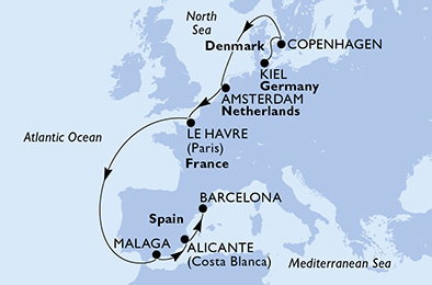 Harta croaziera Croazieră în Northern Europe