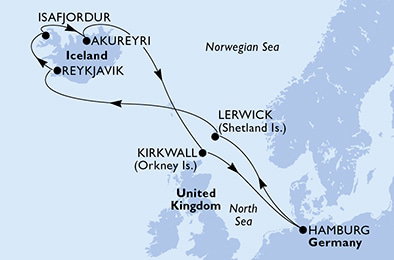Harta croaziera Croazieră în Northern Europe