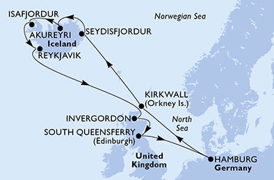Harta croaziera Croazieră în Northern Europe