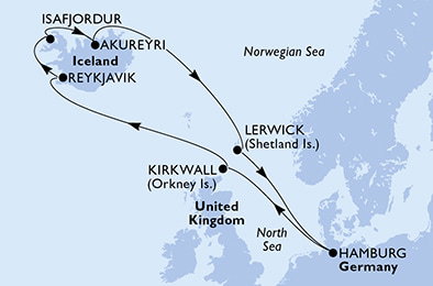 Harta croaziera Croazieră în Northern Europe