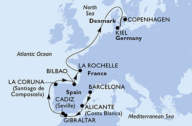 Harta croaziera Croazieră în Northern Europe