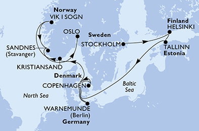 Harta croaziera Croazieră în Northern Europe