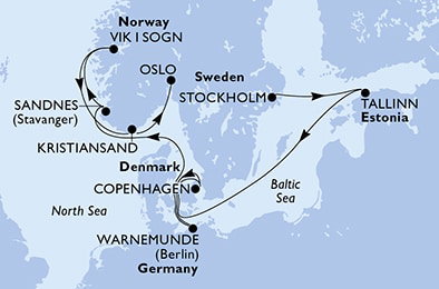 Harta croaziera Croazieră în Northern Europe
