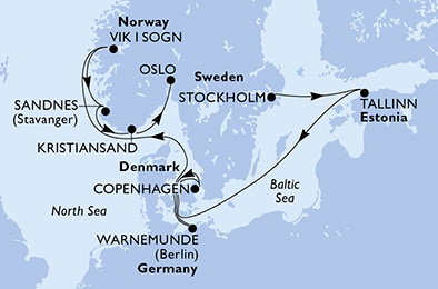 Harta croaziera Croazieră în Northern Europe