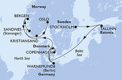 Harta croaziera Croazieră în Northern Europe
