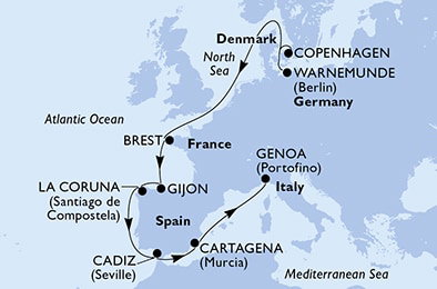 Harta croaziera Croazieră în Northern Europe