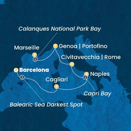 Harta croaziera Croazieră în Western Mediterranean