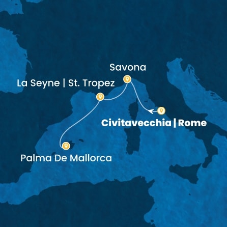 Harta croaziera Croazieră în Western Mediterranean