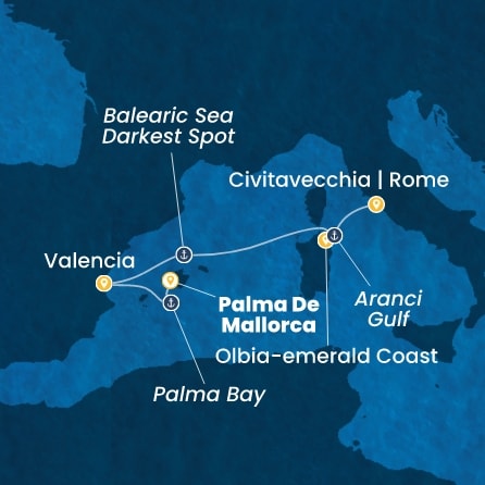Harta croaziera Croazieră în Western Mediterranean