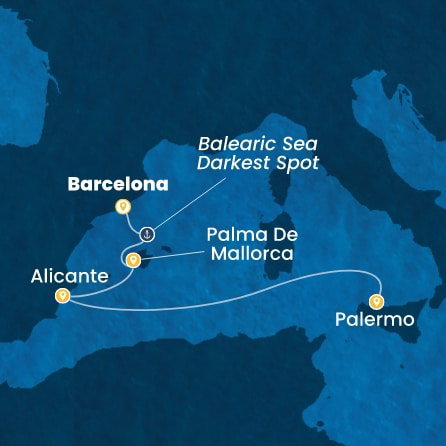 Harta croaziera Croazieră în Western Mediterranean