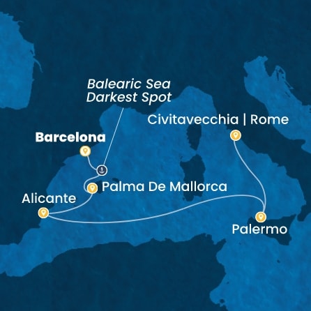 Harta croaziera Croazieră în Western Mediterranean