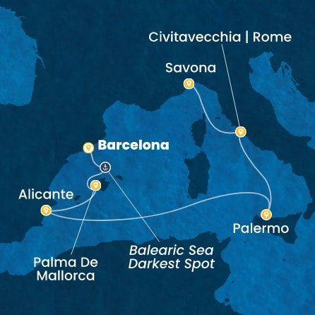Harta croaziera Croazieră în Western Mediterranean