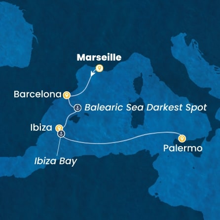 Harta croaziera Croazieră în Western Mediterranean