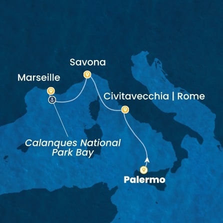 Harta croaziera Croazieră în Western Mediterranean