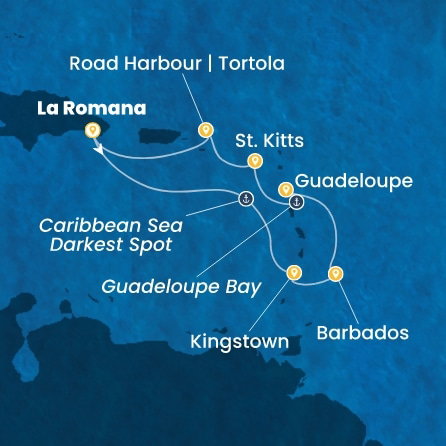 Harta croaziera Croazieră în Caribbean